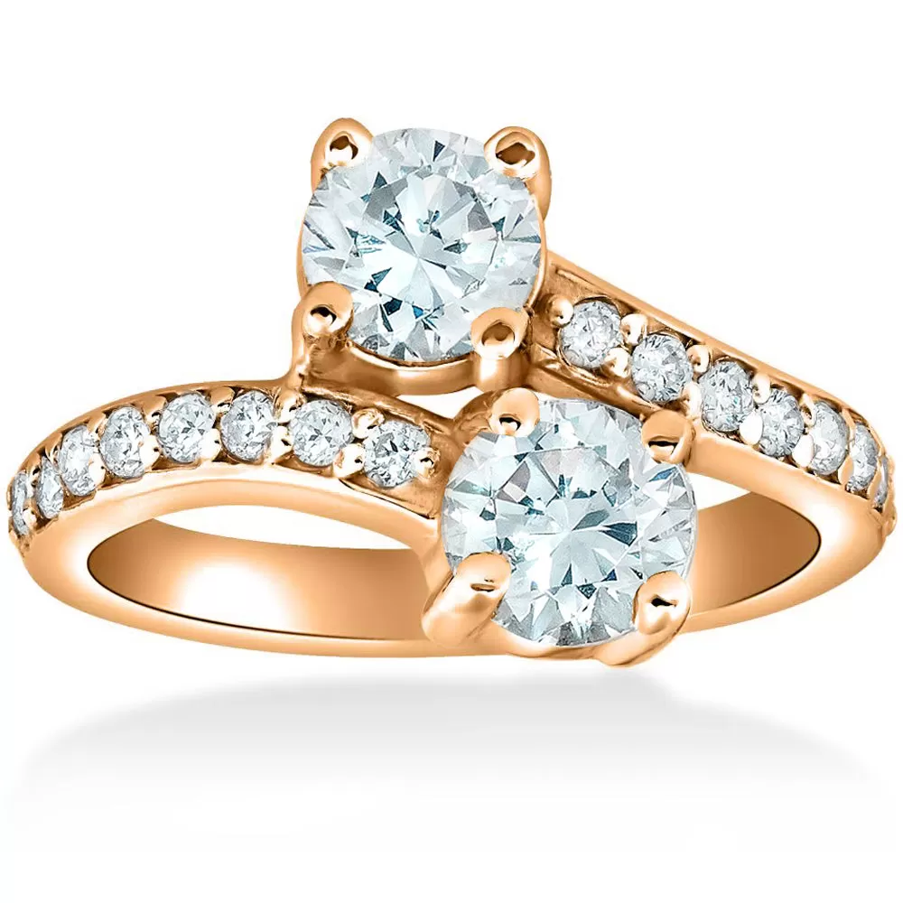 1 1/2 cttw Forever Us 2-Stone Diamond Engagement Forever Us Ring 14k Rose Gold