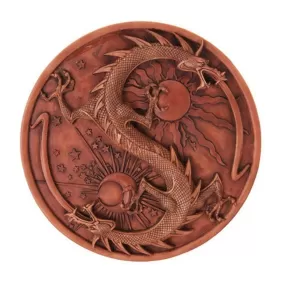 11" Double Dragon Alchemy Wall Plaque Statue