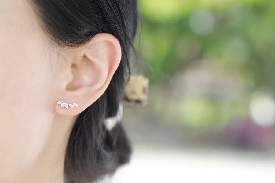 14k Gold Cz Feather Wing Internally Threaded Labret