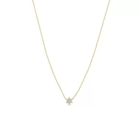 14k Tiny Prong Diamond Flower Necklace