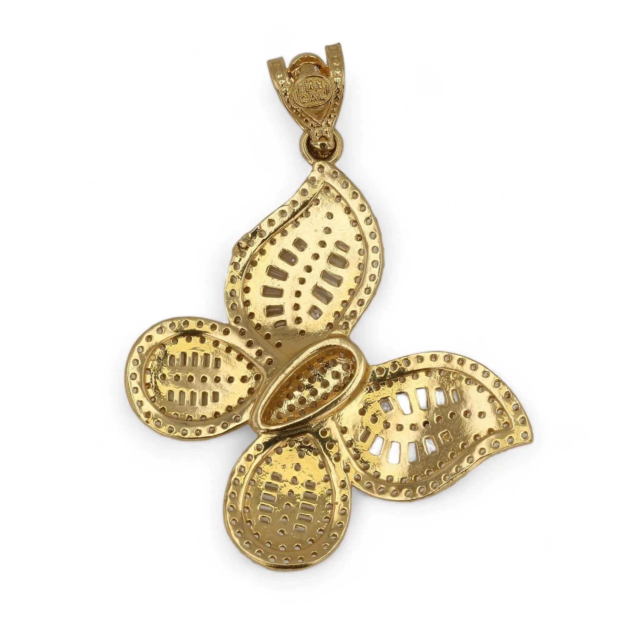 14K Yellow gold butterfly pendant-321497