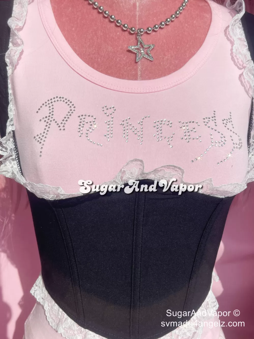 2000s Bling Princess Text Crop Tee