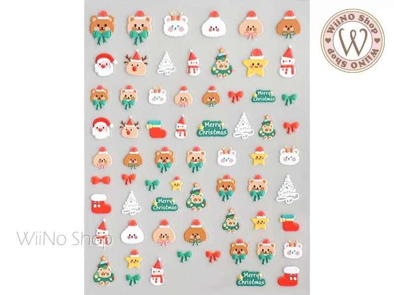 3D Christmas Animal Friends Adhesive Nail Art Sticker - 1 pc (TS-861)