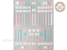 3D Pink Blue Sweater Pattern Adhesive Nail Art Sticker - 1 pc (TS-950)