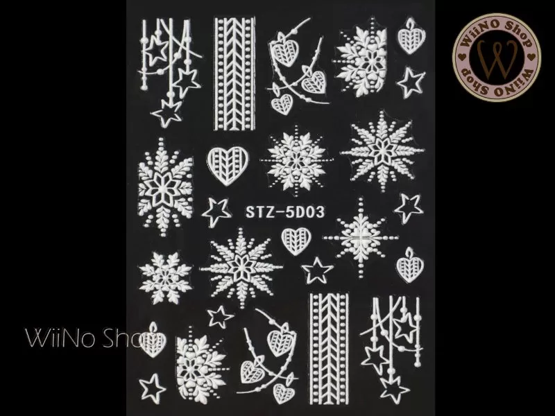 3D Snowflake Adhesive Nail Art Sticker - 1 pc (STZ-5D03)