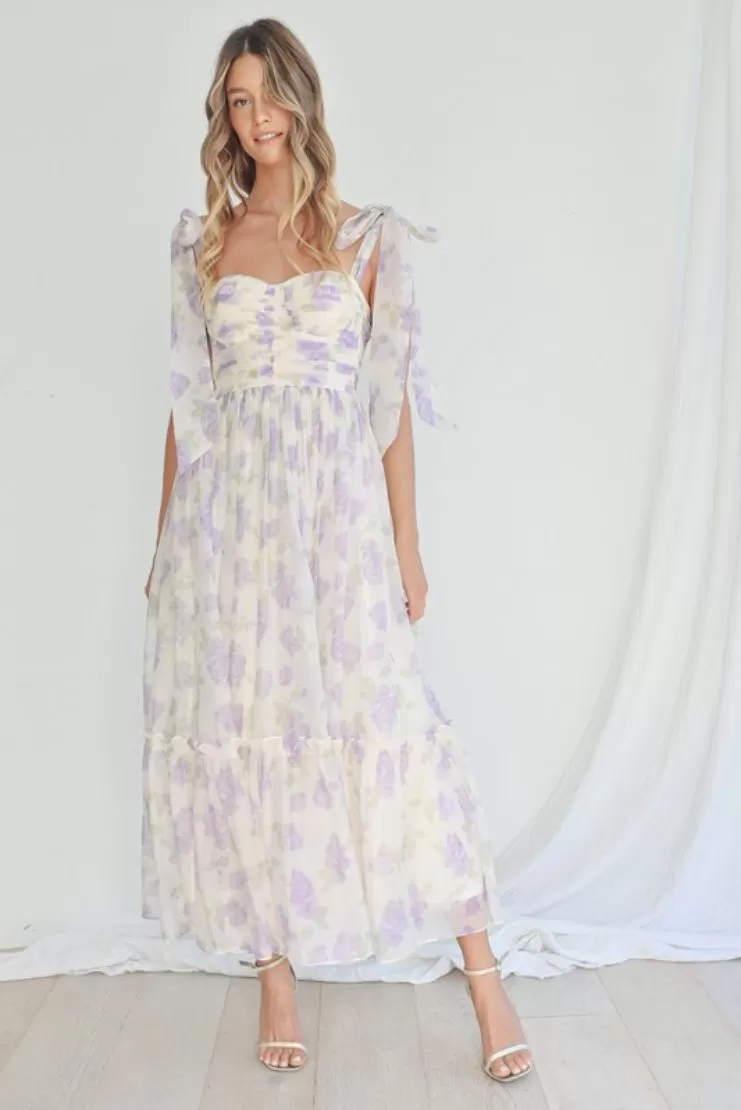 Abigail Lavender Florals Midi Dress