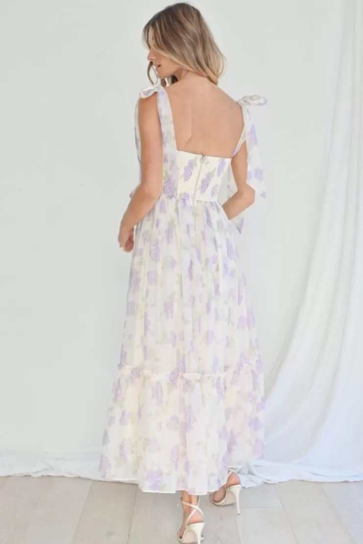 Abigail Lavender Florals Midi Dress