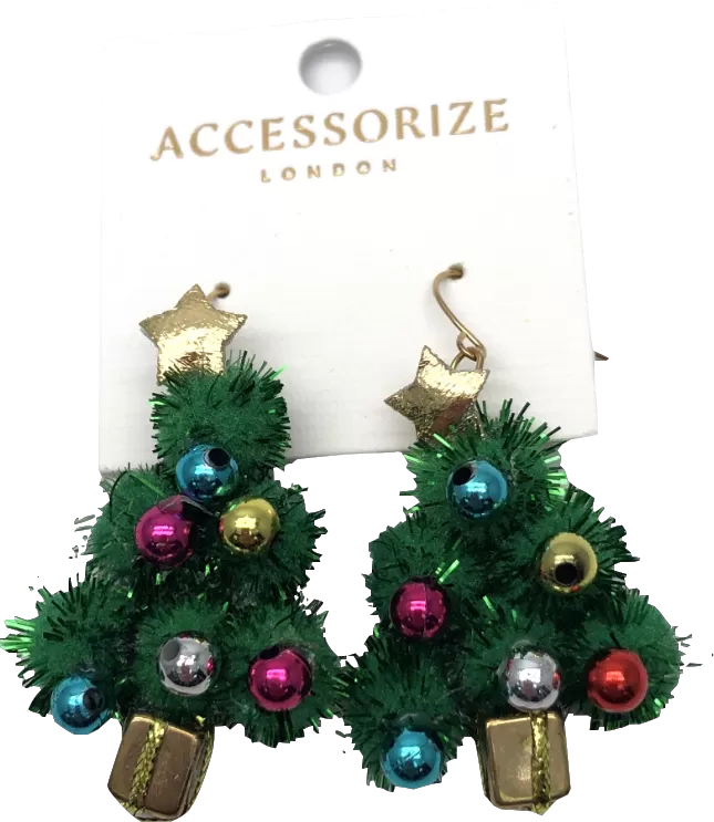 Accessorize Multicoloured Christmas Tree Earrings One Size