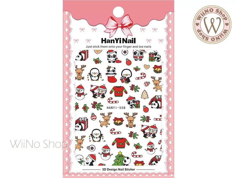 Adorable Christmas Animal Adhesive Nail Art Sticker - 1 pc (HY-558)