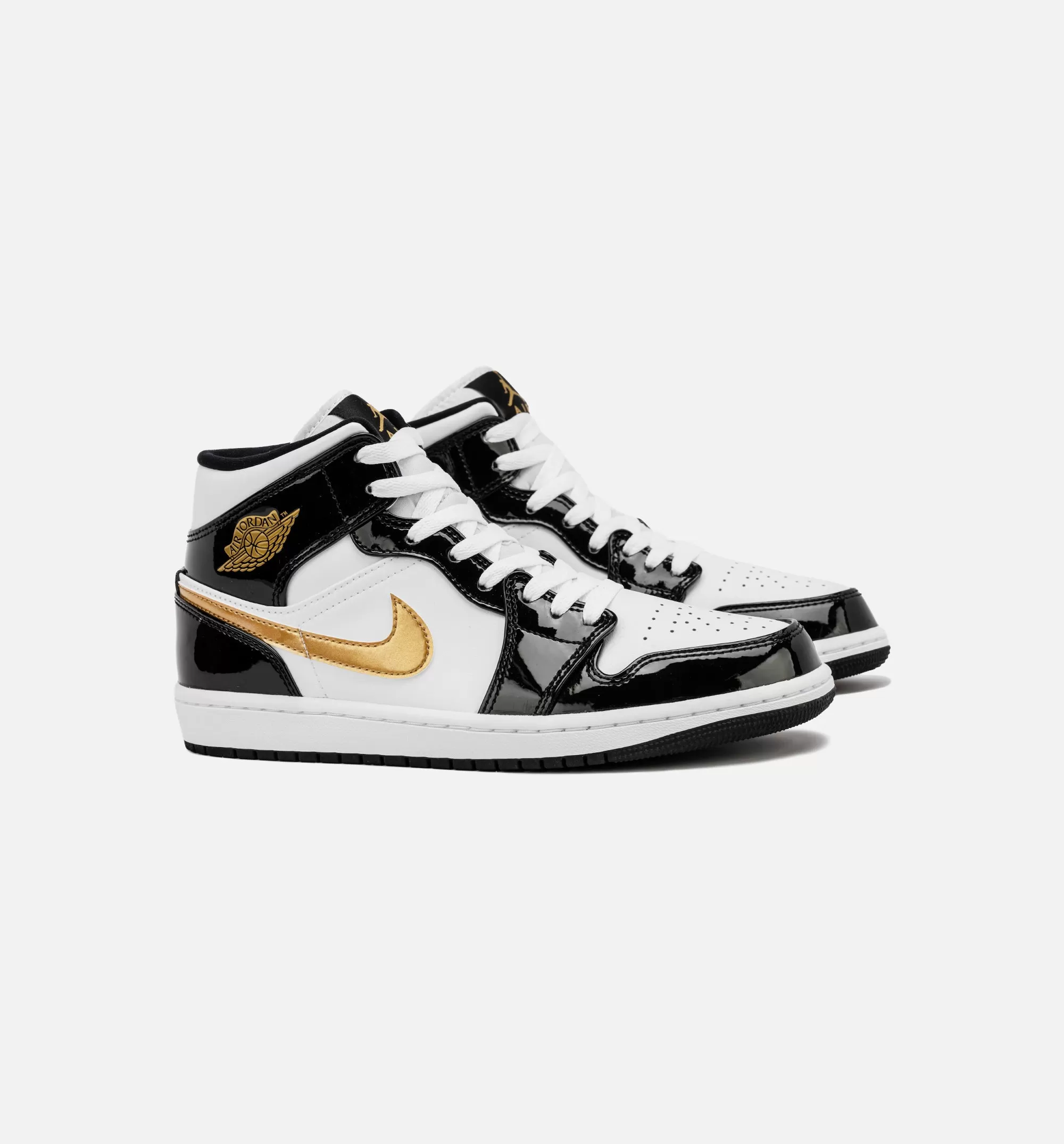 Air Jordan 1 Retro Mid SE Patent Black Gold Mens Lifestyle Shoe - Black/Gold