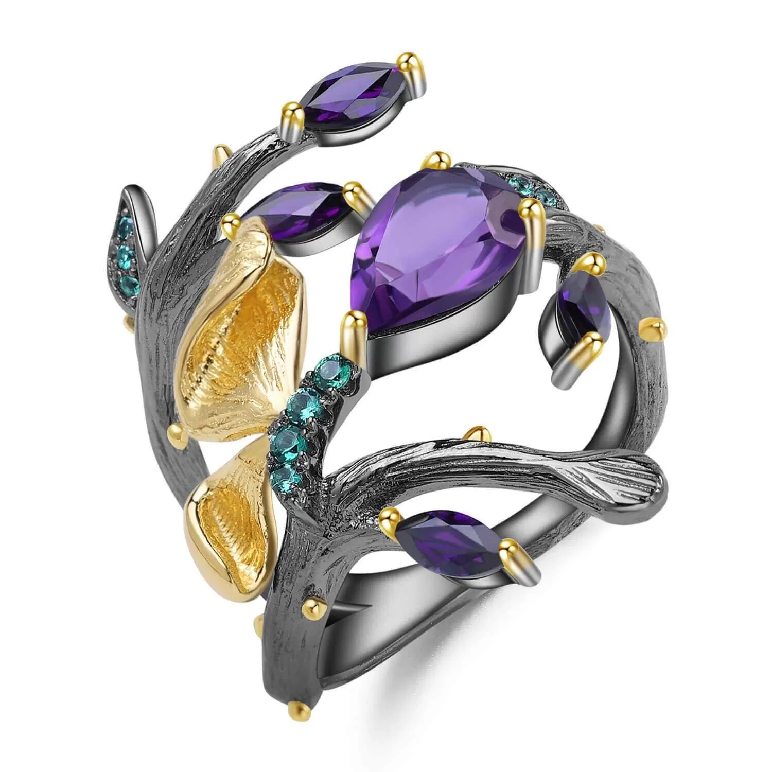 Amethyst Gold-Plated Petal Ring