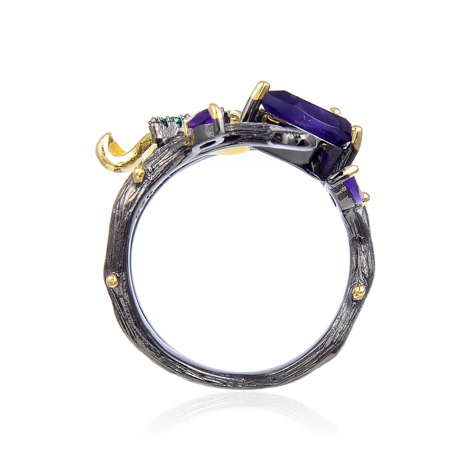 Amethyst Gold-Plated Petal Ring