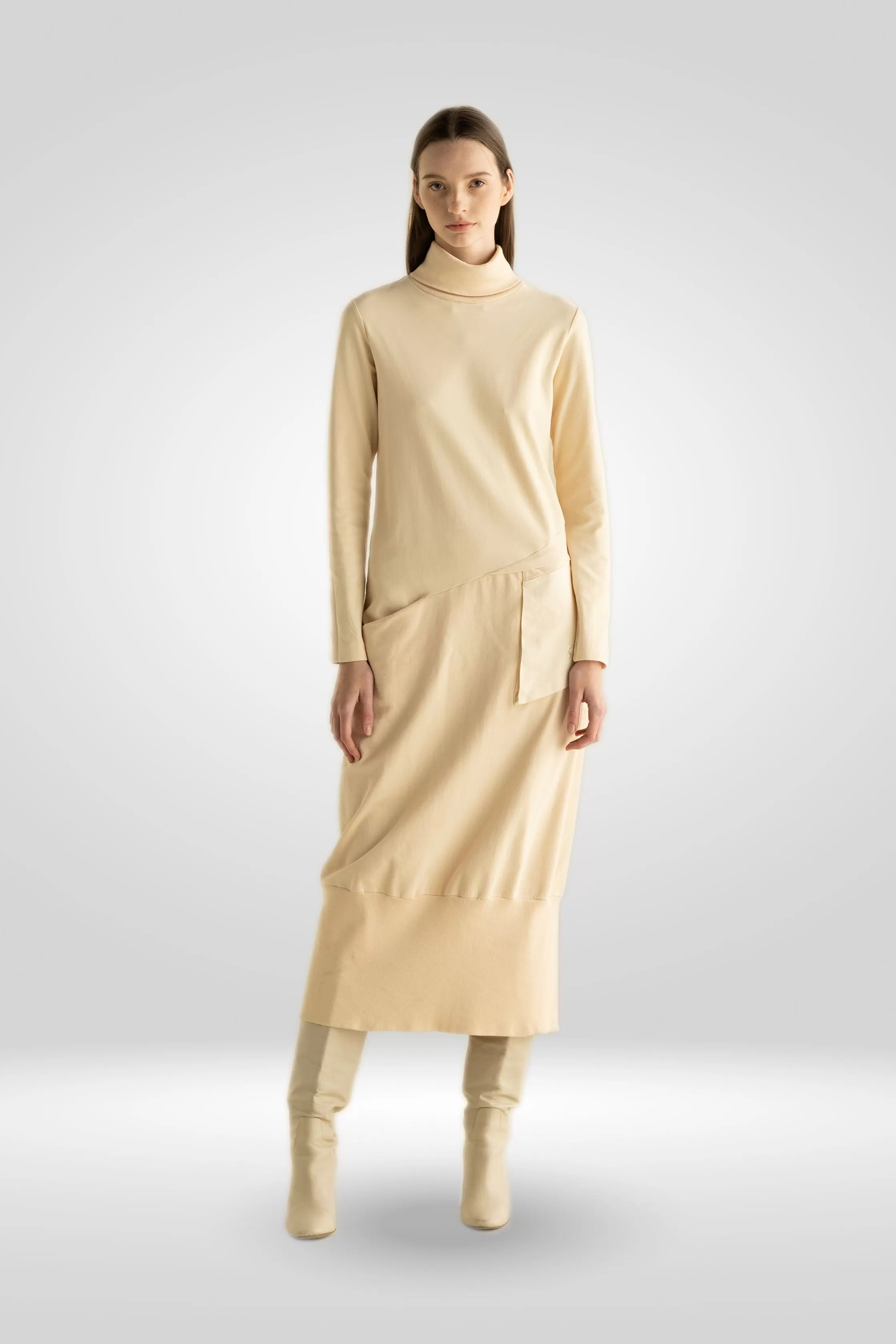 Asymmetric Cut Long Dress Garment Dyed 15YU 2563