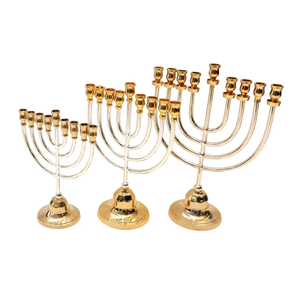 Authentic Temple Menorah HANUKKAH Gold & Silver Plated Candle Holder Israel