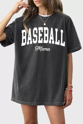 Baseball Mama Oversized Graphic Tee, Mineral Black