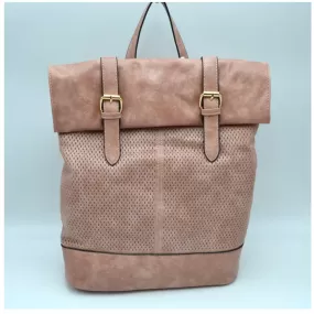 Belted foldover backpack - blush