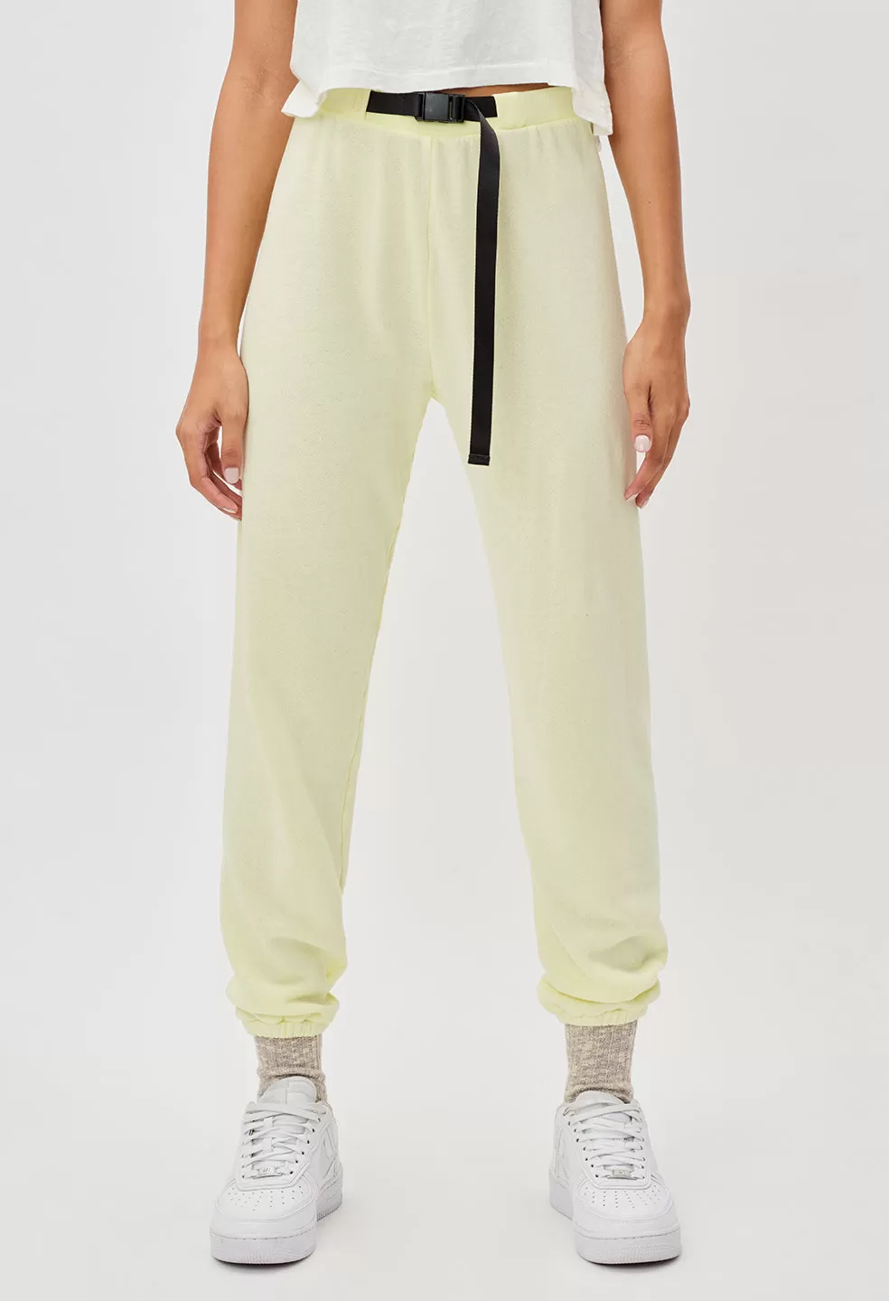 Belted Vintage Fleece Sweatpants / Lemon Drop