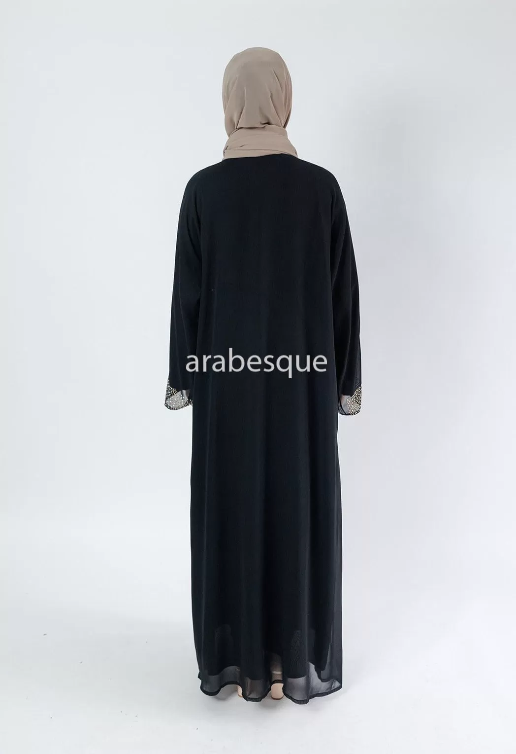 Black Abaya set with Belt diamante detailing