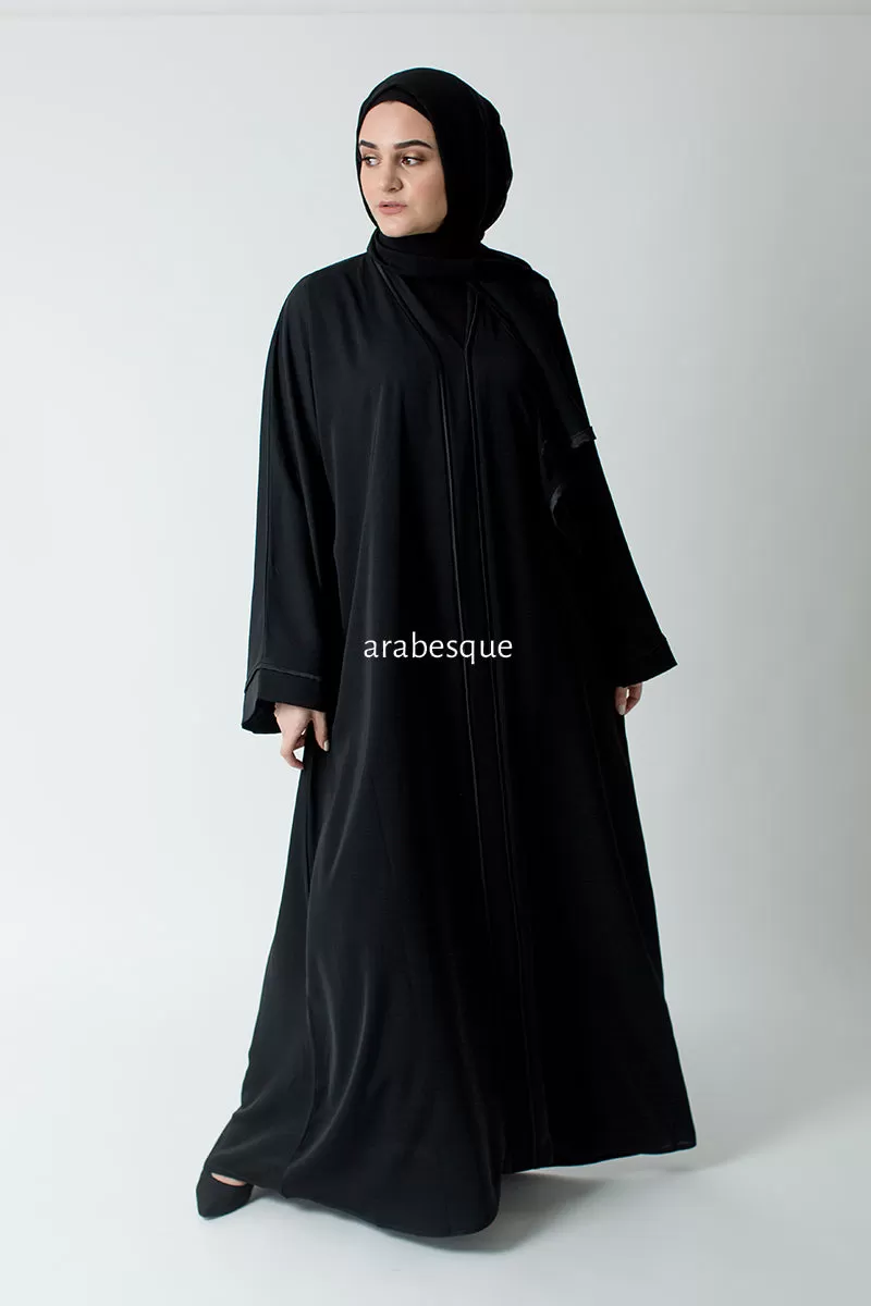 Black Border Open Abaya