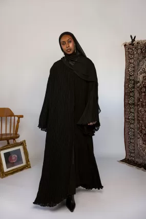 black pleated abaya