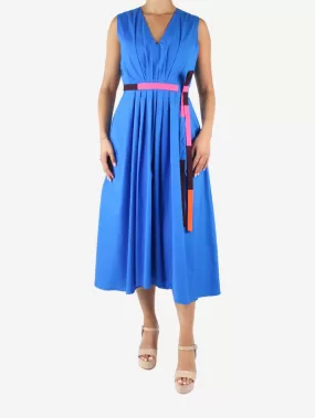 Blue alenya belted cotton-poplin dress - size UK 10