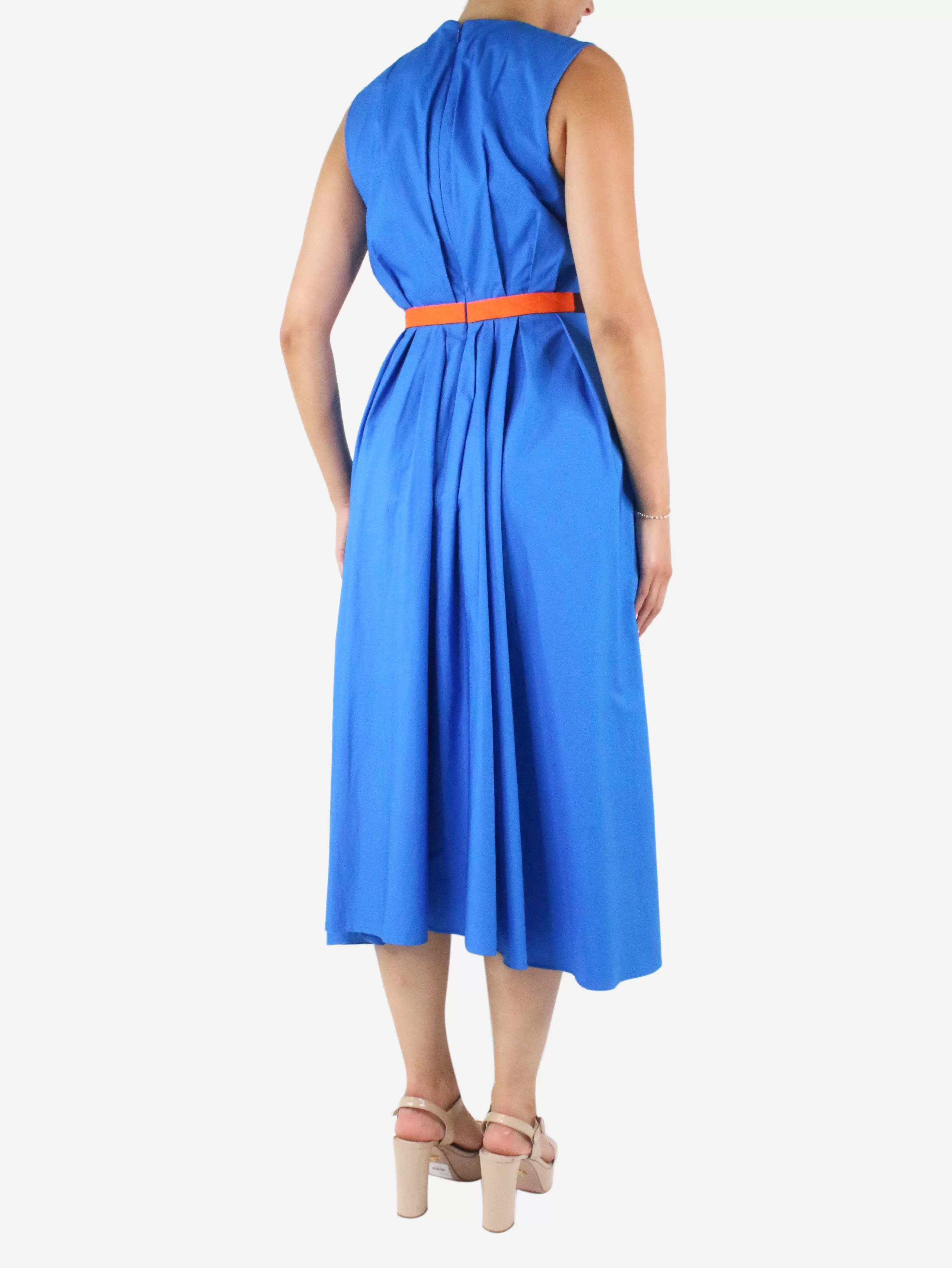 Blue alenya belted cotton-poplin dress - size UK 10