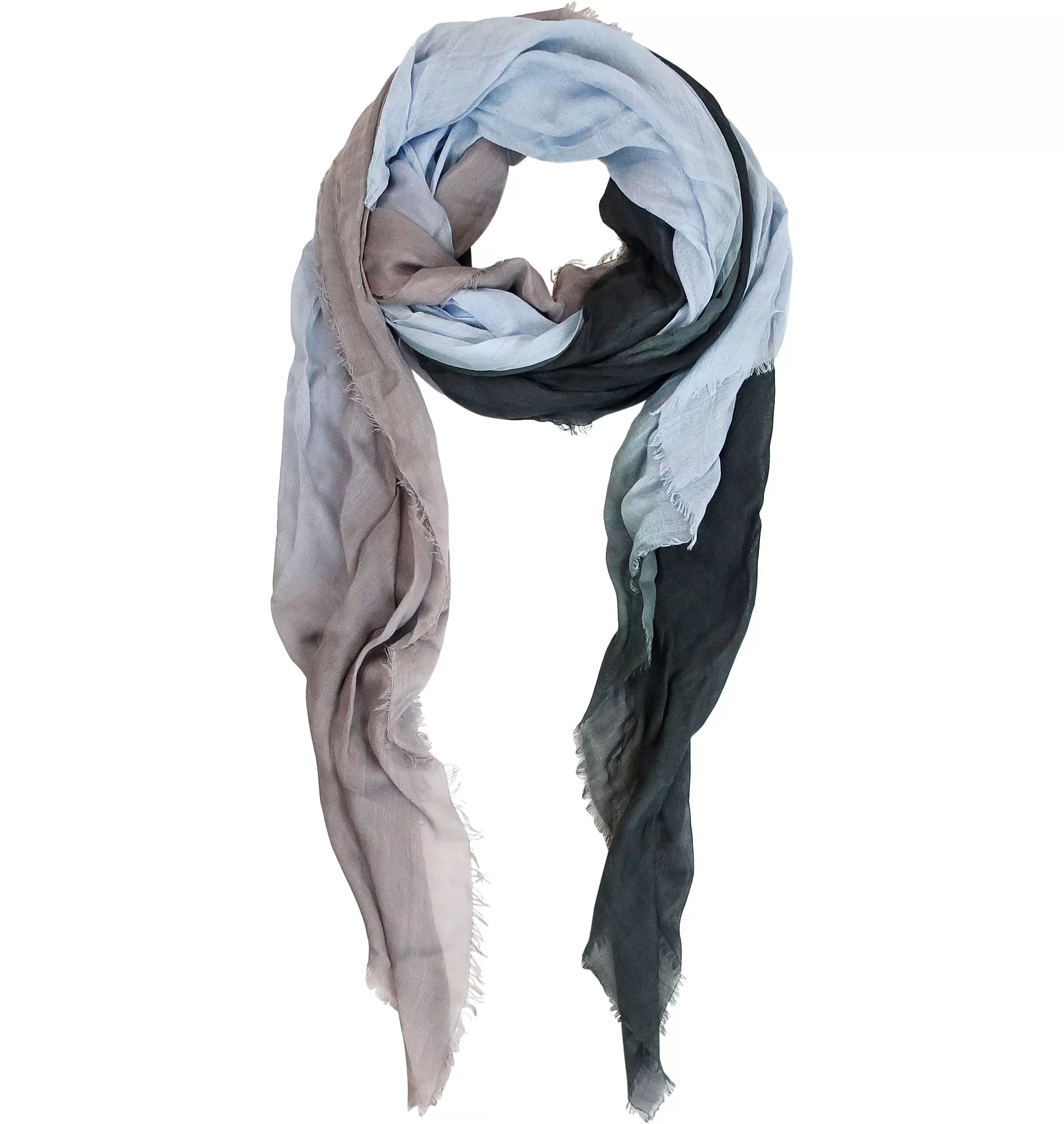 Blue Pacific Dream Cashmere and Silk Scarf in Grey Blue and Black 47 x 37