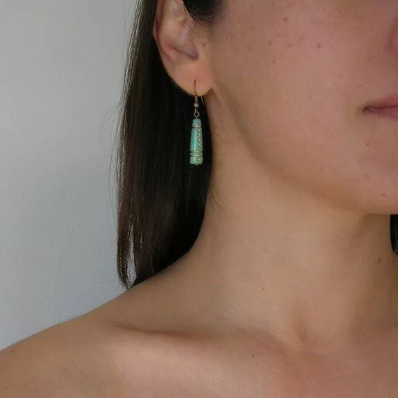 Bohemian Chic, Jade Painted Glass Earrings *Final Sale*