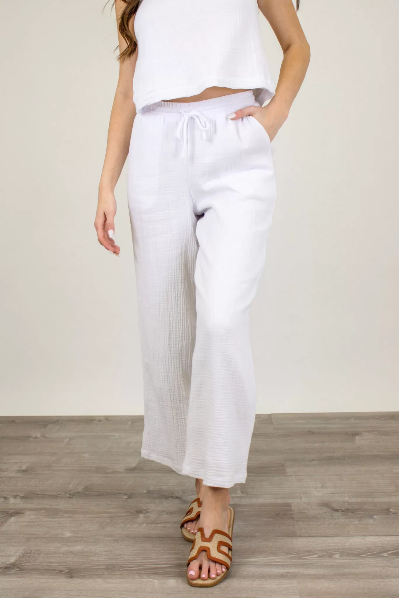 Bondi Gauze Pant in White by Z Supply