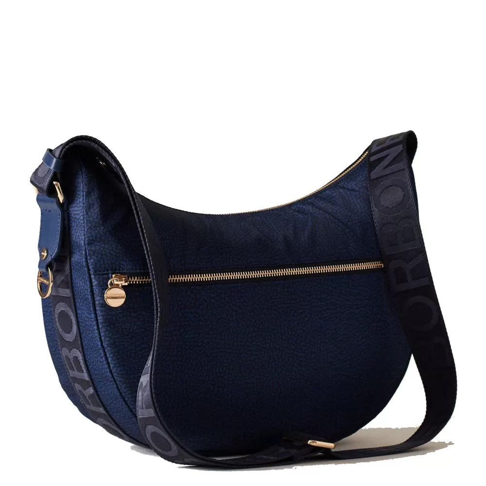 Borsa Donna a Tracolla BORBONESE Luna Bag Middle linea Jet Op in Nylon Blu