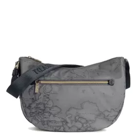 Borsa Donna Mezzaluna Media 1A Classe Alviero Martini linea Soft Generation stampa Geo Dark Grigio GV78