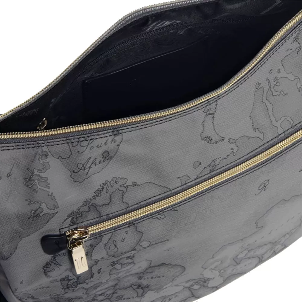 Borsa Donna Mezzaluna Media 1A Classe Alviero Martini linea Soft Generation stampa Geo Dark Grigio GV78