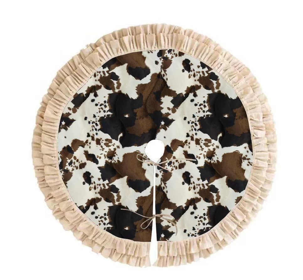 Brown Cowhide Christmas Tree Skirt