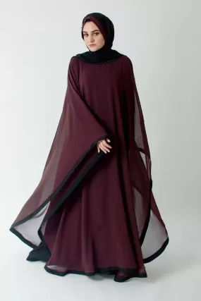 Burgundy Batwing Abaya