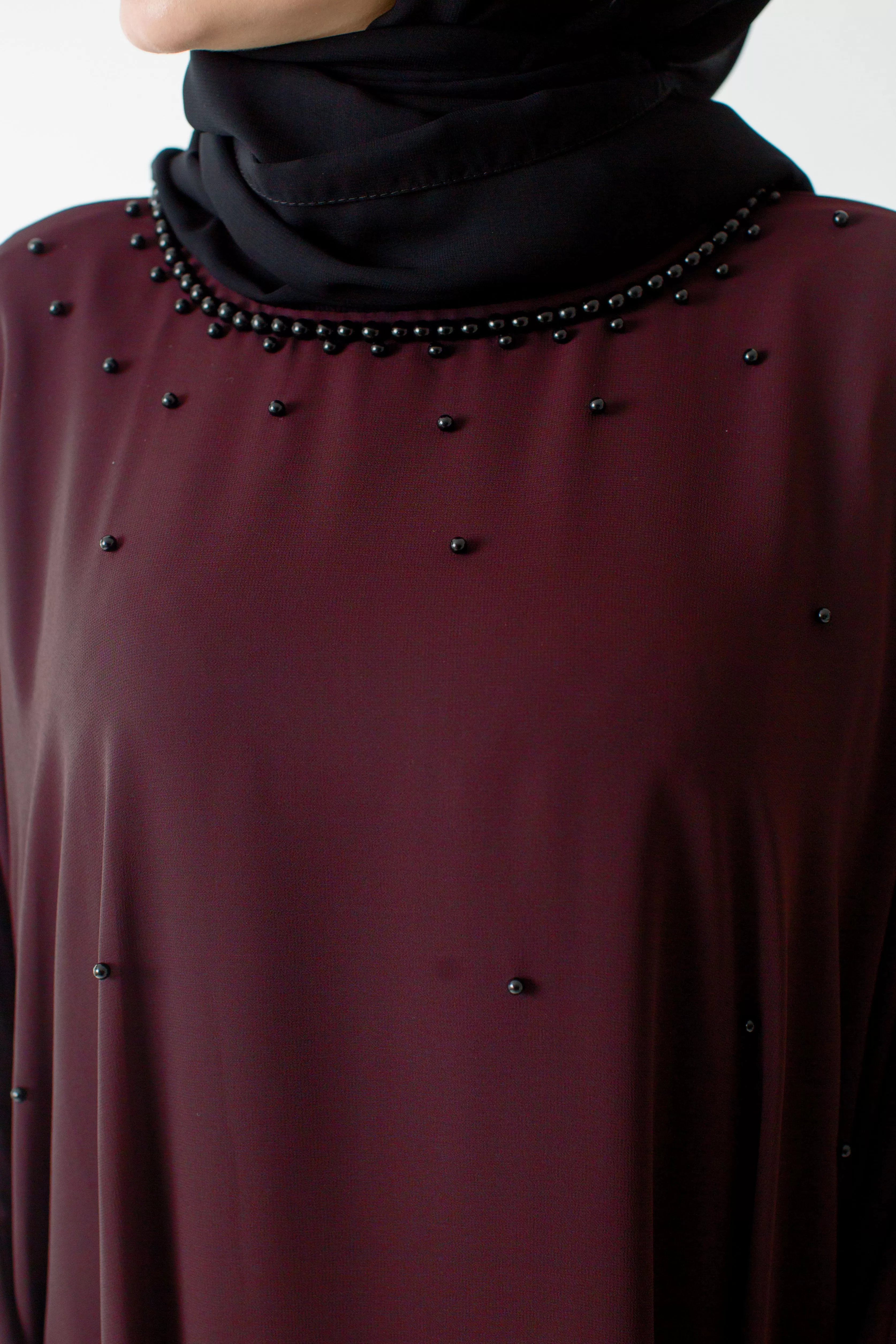 Burgundy Batwing Abaya