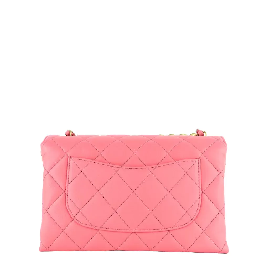 Chanel 22S Small Rose Pink Calfskin Leather Two Way Flap Bag