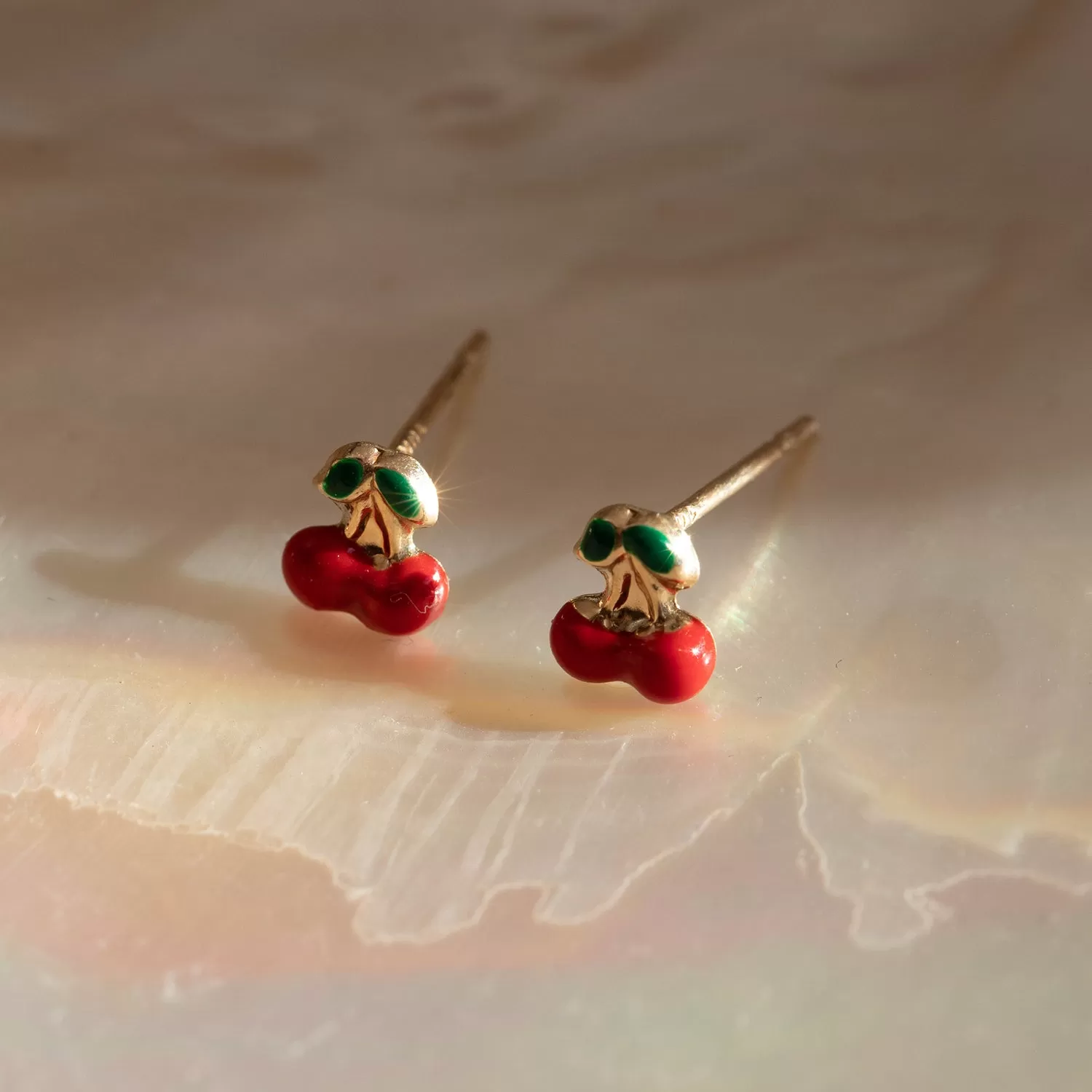 Cherry Studs | 10k Gold