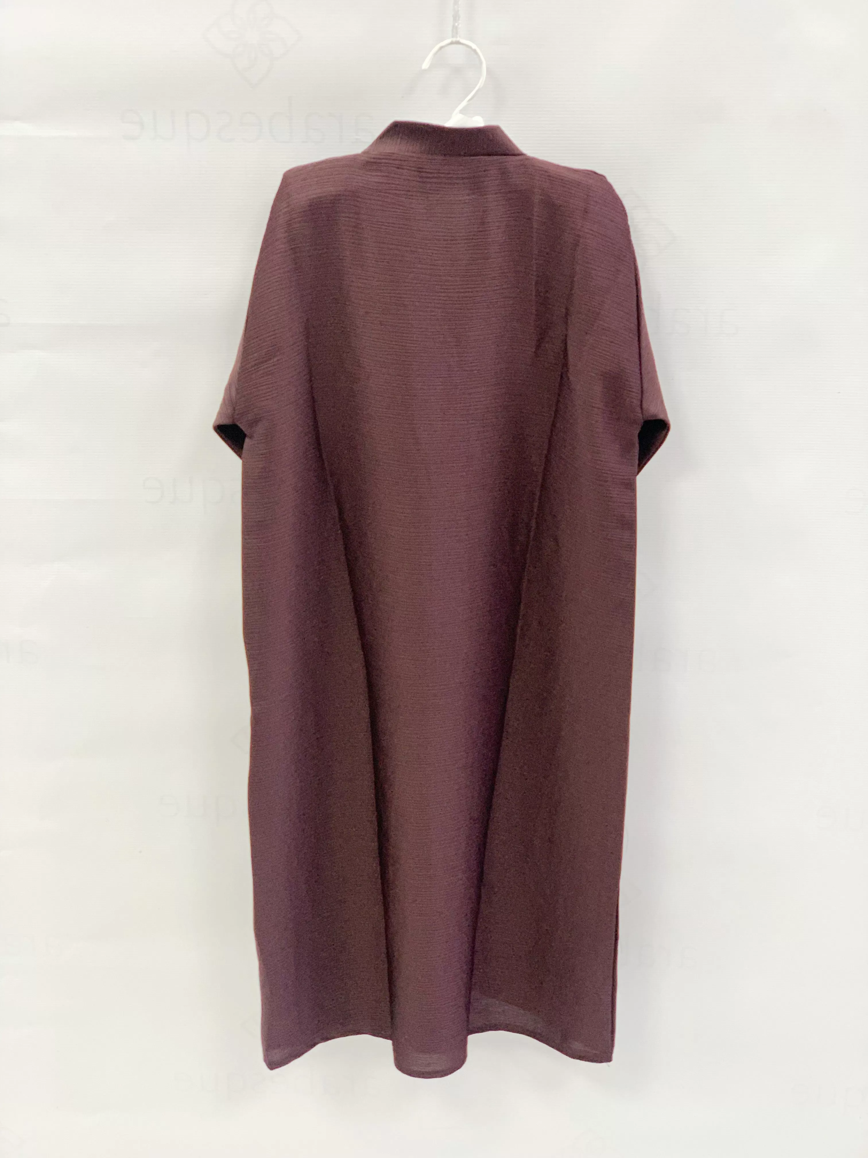 Children textured closed abaya - Dark Mauve