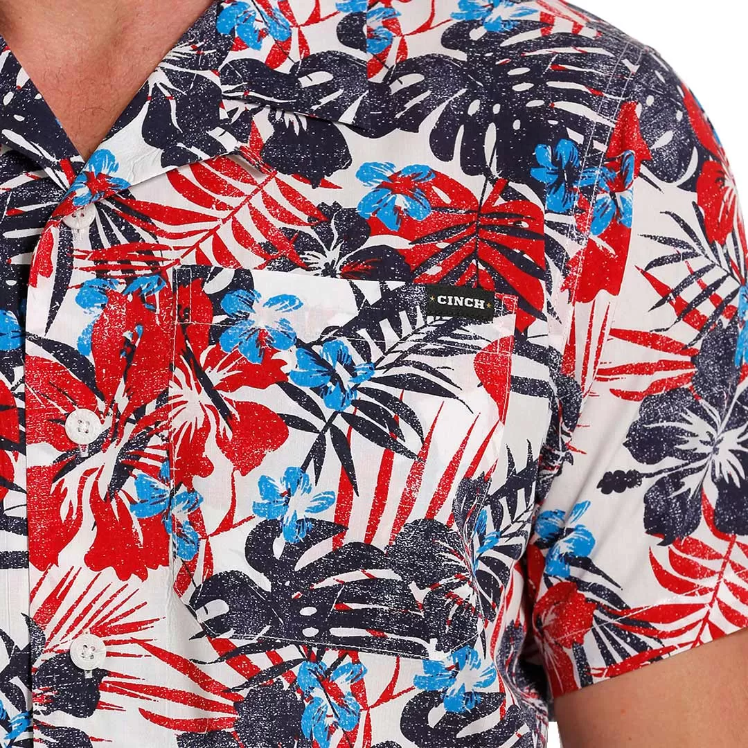 Cinch Men's Hawaiian Print Short Sleeve Camp Shirt