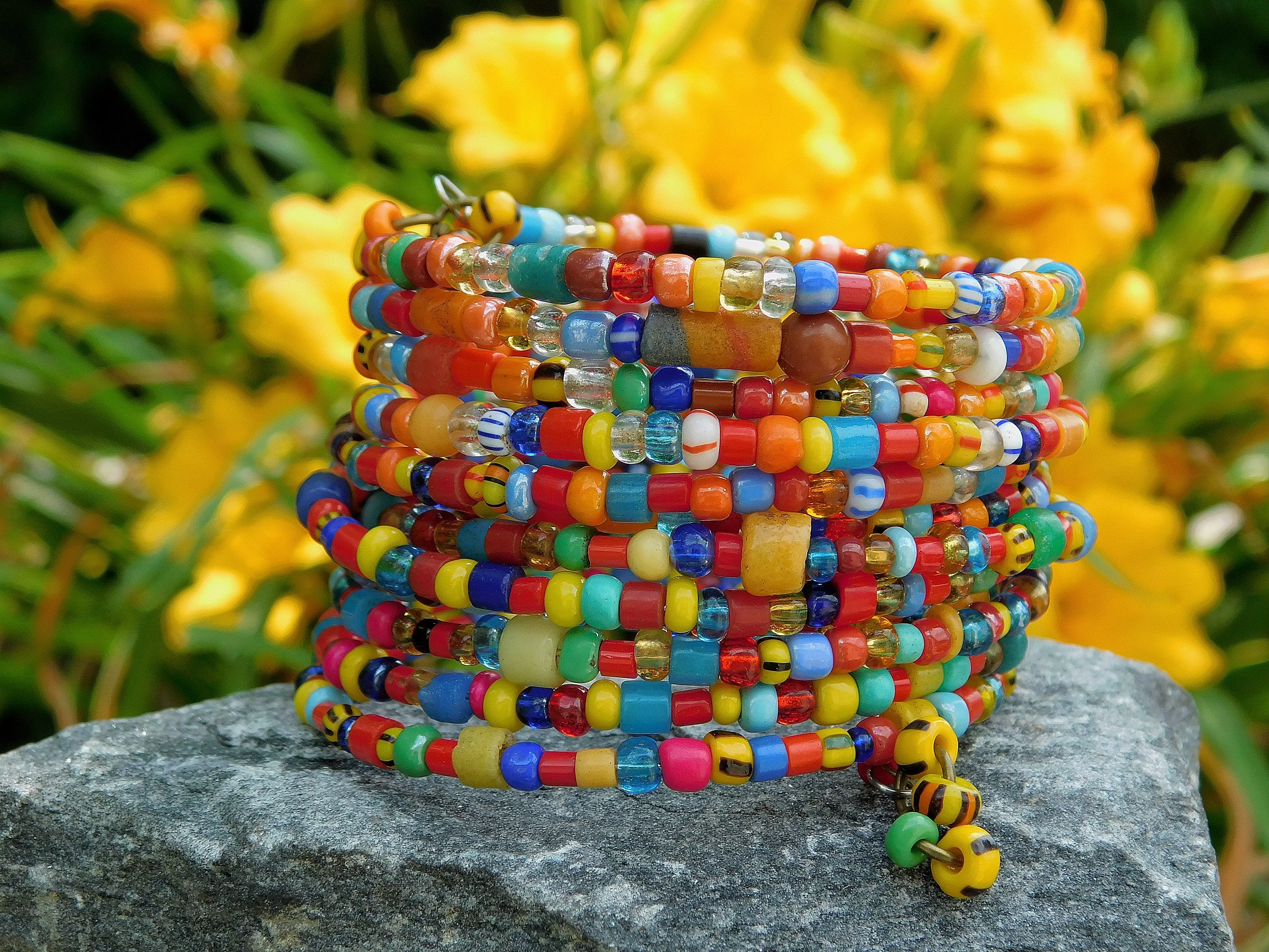 Colorful African Christmas Beads Bangle