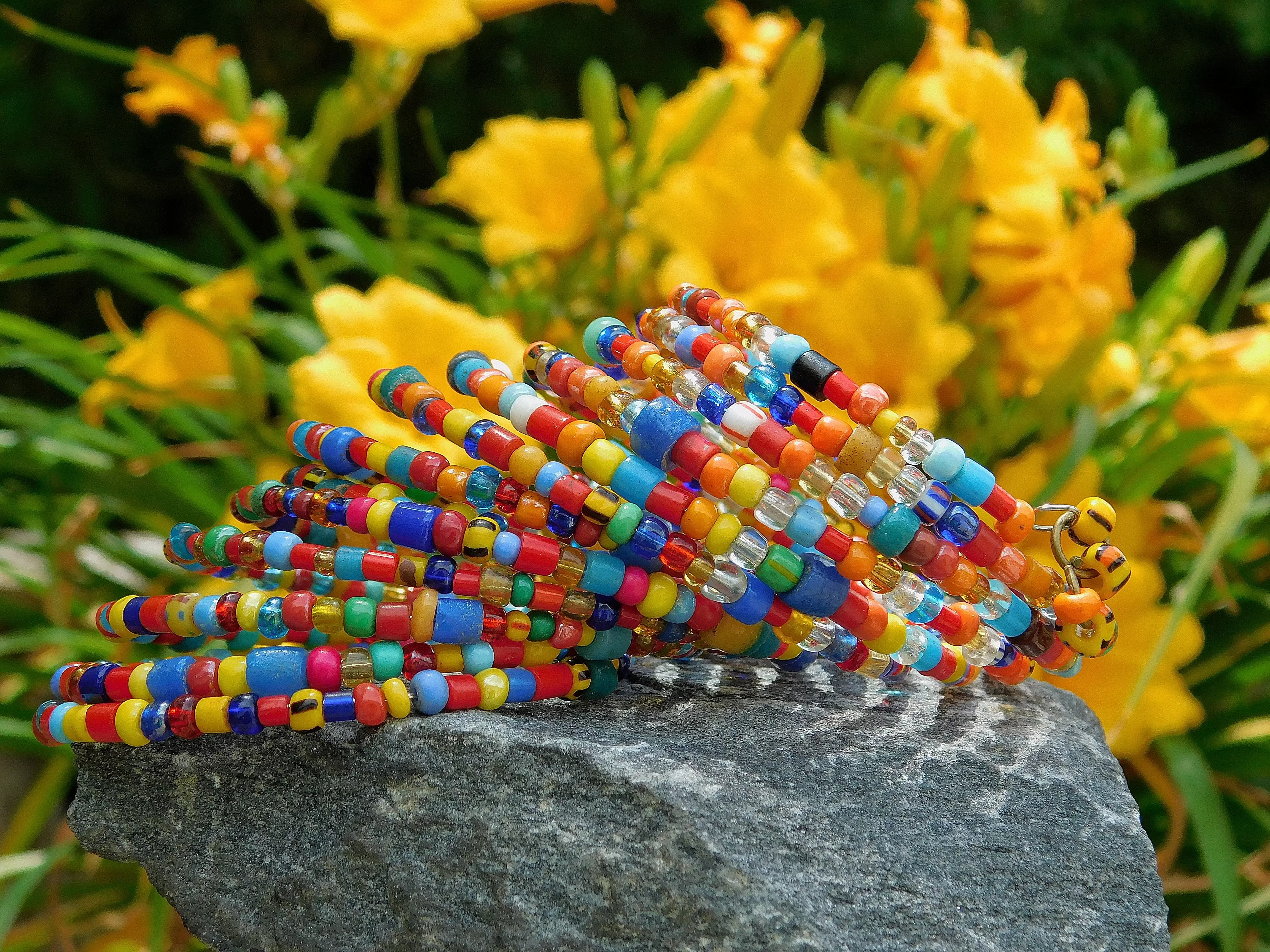 Colorful African Christmas Beads Bangle