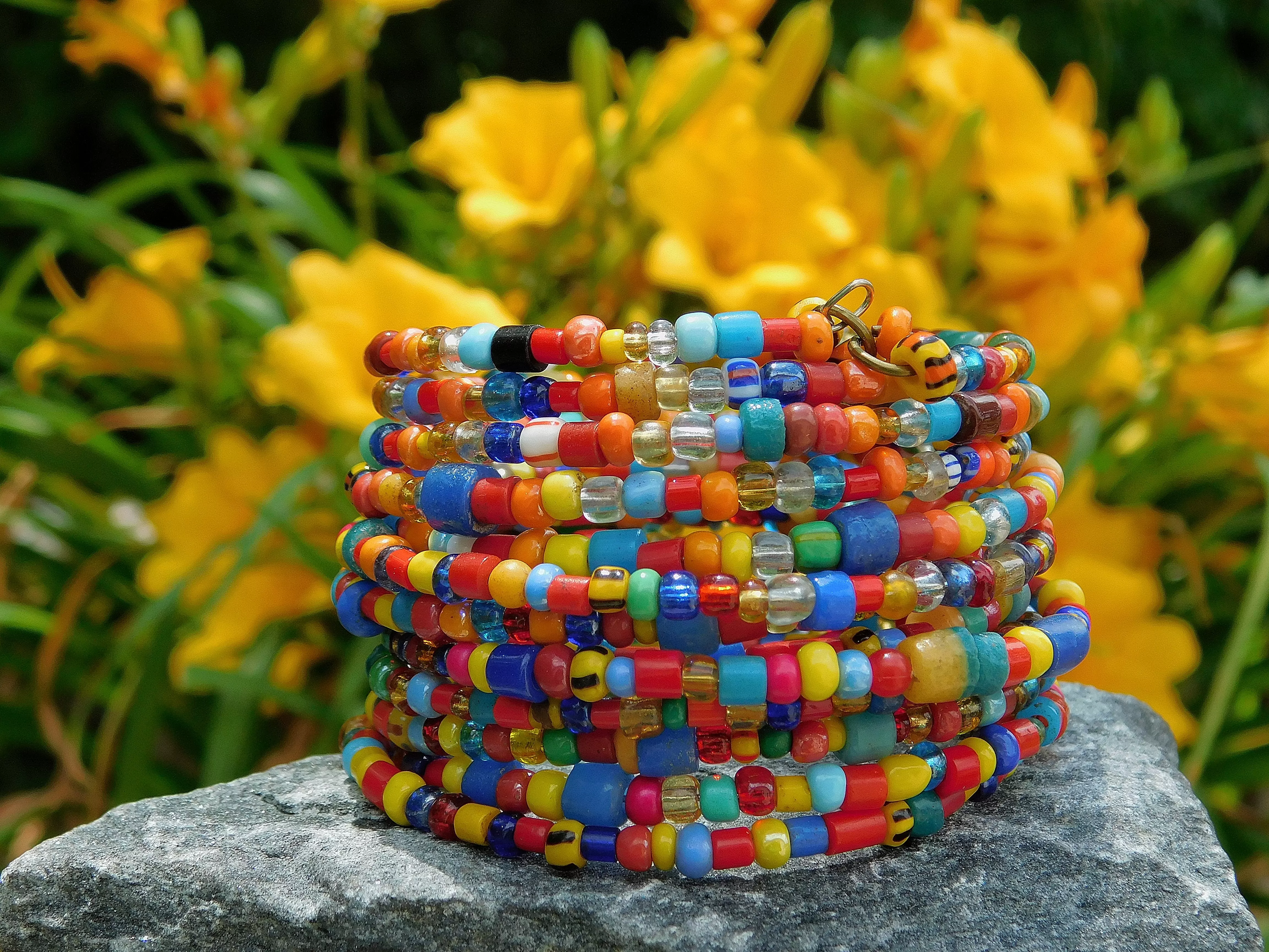 Colorful African Christmas Beads Bangle