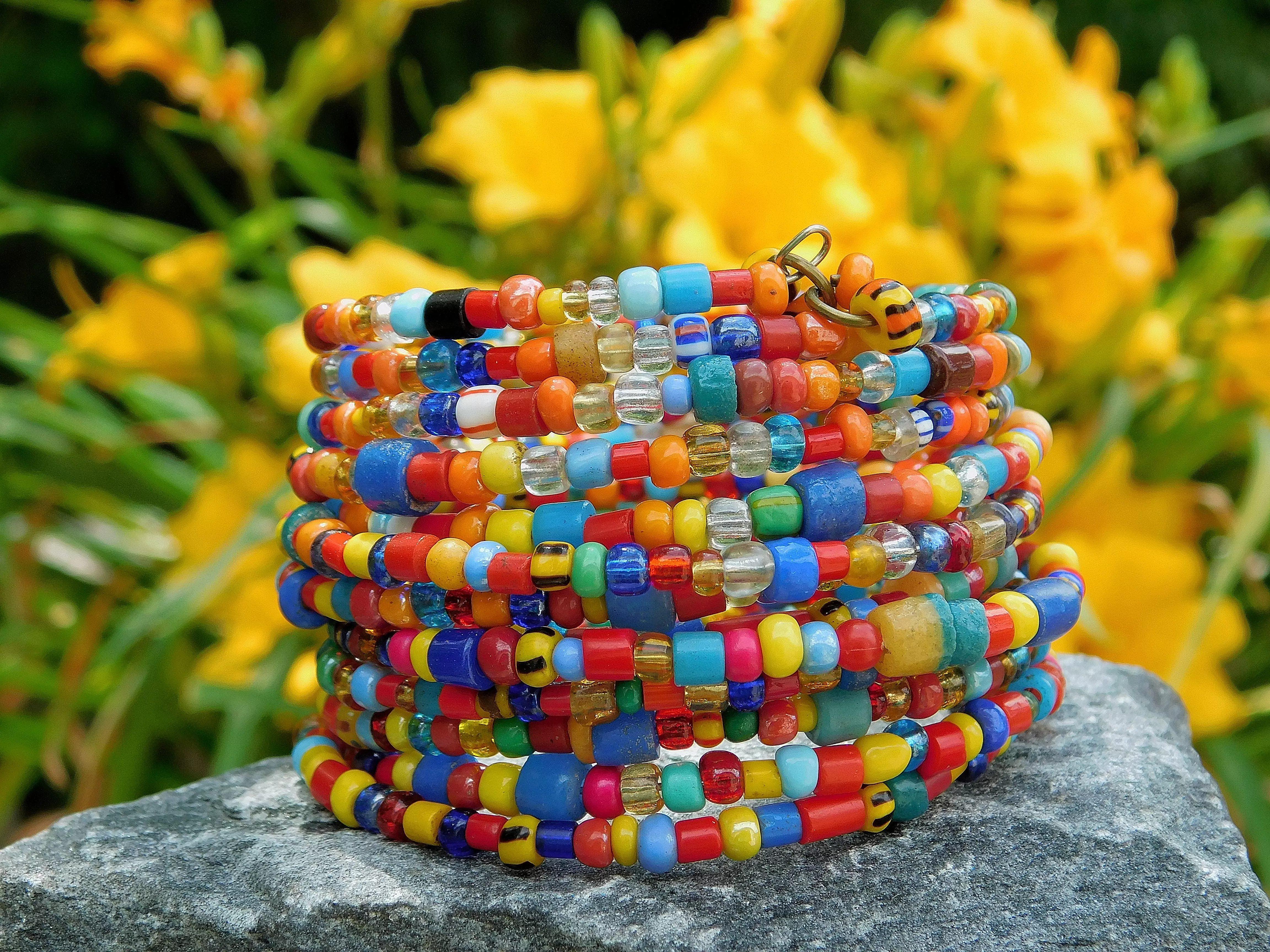 Colorful African Christmas Beads Bangle