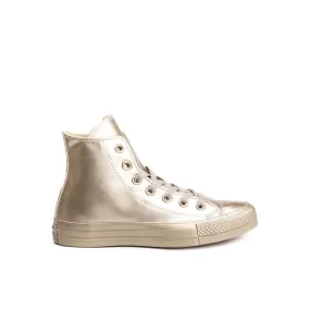 Converse Chuck Taylor All Star Hi Lace-Up Gold Smooth Leather Womens Plimsolls 157631C