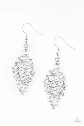 Cosmically Chic White Rhinestone Earrings - Paparazzi Accessories