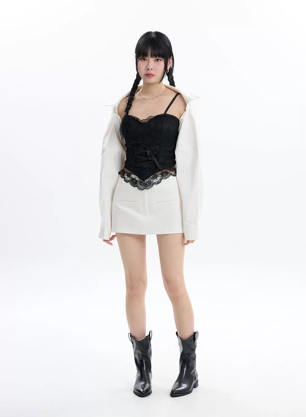 Cotton Chic Zip-Up Mini Skirt IF413