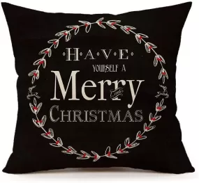 Cotton Linen Pillow Case Decorative Cushion Cover Pillowcase Merry Christmas