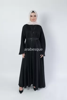 Crystal Beadwork Umbrella Cut  Open Abaya - 2 Colours