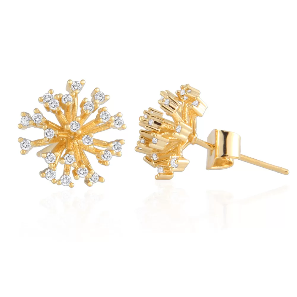 CZ Dandelion Flower Stud Earrings