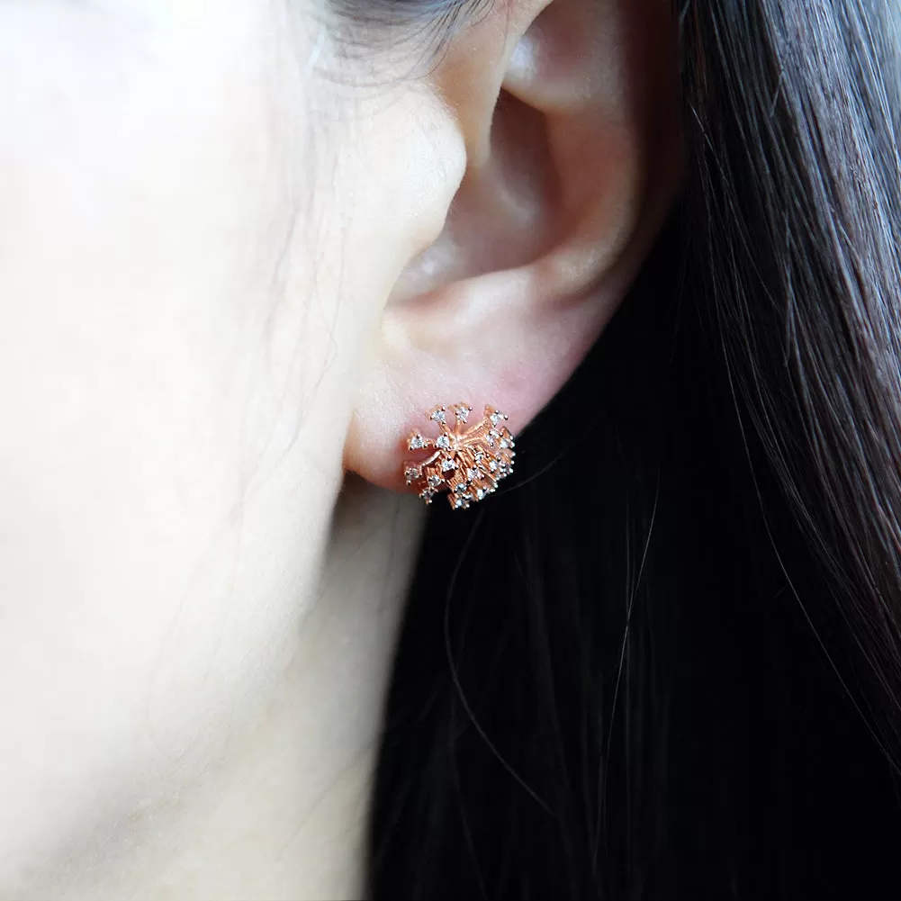 CZ Dandelion Flower Stud Earrings